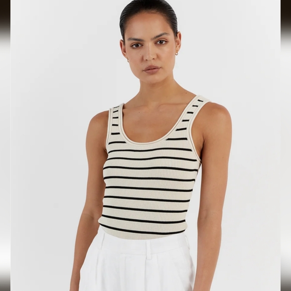DISSH Billie Butter Stripe Knit Tank Top size XL - Picture 5 of 9